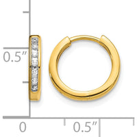 14K Yellow Gold Diamond Hinged Hoop Earrings - 0.024 Carat Total Diamond Weight by Monteluci Fine Jewelry