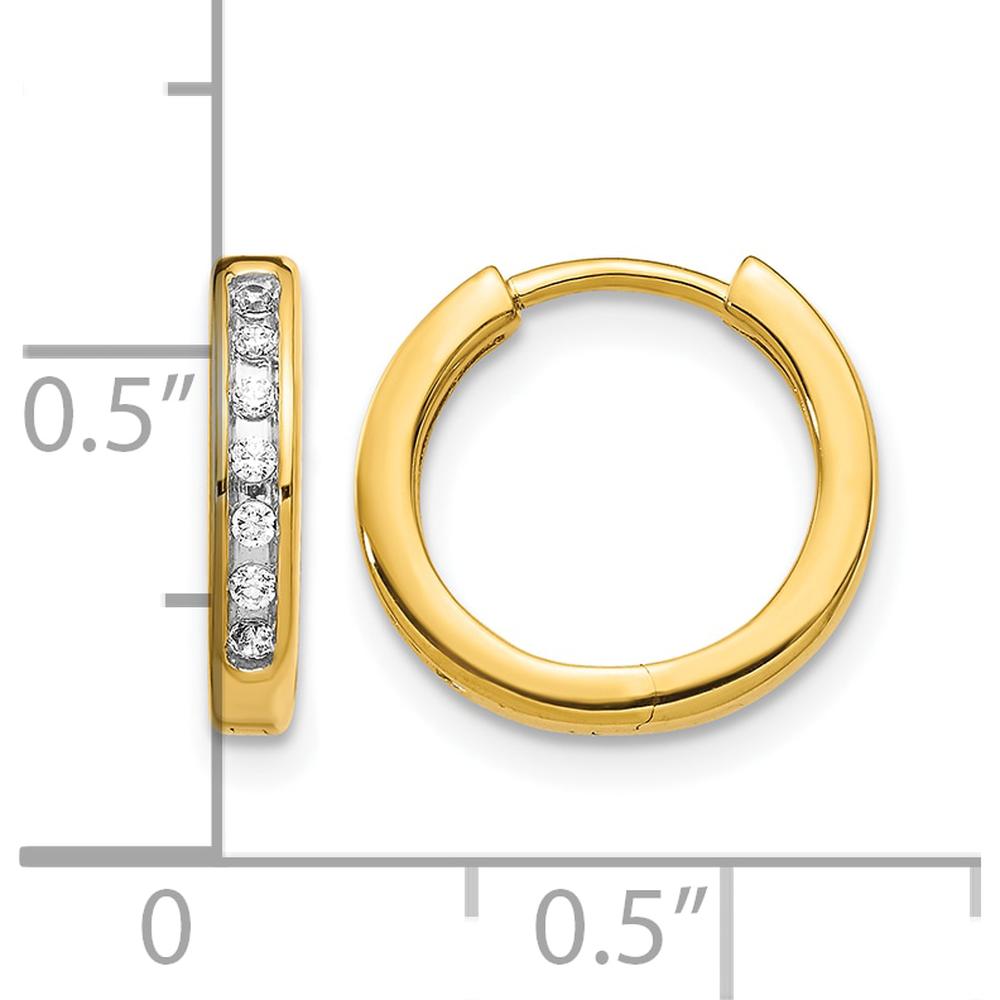 14K Yellow Gold Diamond Hinged Hoop Earrings - 0.024 Carat Total Diamond Weight by Monteluci Fine Jewelry