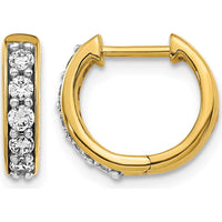 14K Yellow Gold Diamond Hinged Hoop Earrings - 0.035 Carat Total Diamond Weight by Monteluci Fine Jewelry