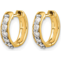 14K Yellow Gold Diamond Hinged Hoop Earrings - 0.035 Carat Total Diamond Weight by Monteluci Fine Jewelry