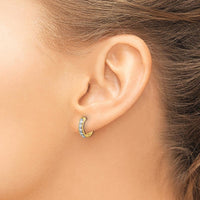 14K Yellow Gold Diamond Hinged Hoop Earrings - 0.035 Carat Total Diamond Weight by Monteluci Fine Jewelry