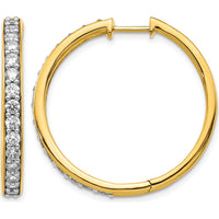 14K Yellow Gold Diamond Hinged Hoop Earrings - 0.05 Carat Total Diamond Weight by Monteluci Fine Jewelry