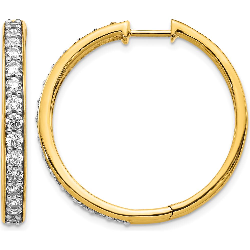 14K Yellow Gold Diamond Hinged Hoop Earrings - 0.05 Carat Total Diamond Weight by Monteluci Fine Jewelry