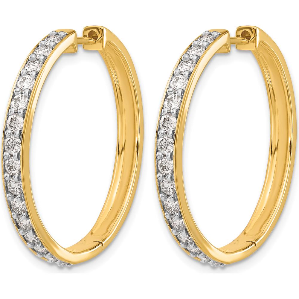 14K Yellow Gold Diamond Hinged Hoop Earrings - 0.05 Carat Total Diamond Weight by Monteluci Fine Jewelry