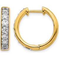 14K Yellow Gold Diamond Hinged Hoop Earrings - 0.07 Carat Total Diamond Weight by Monteluci Fine Jewelry