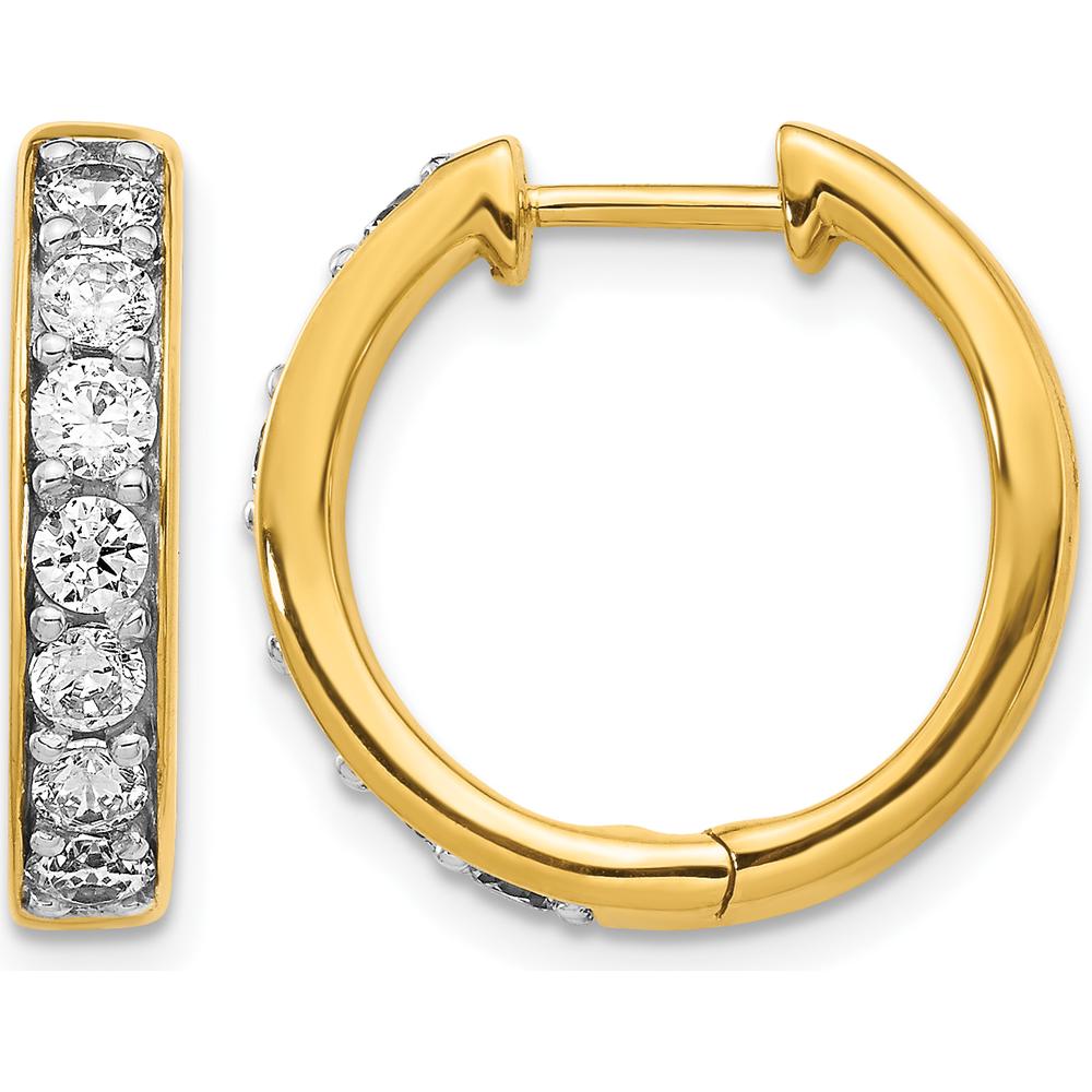 14K Yellow Gold Diamond Hinged Hoop Earrings - 0.07 Carat Total Diamond Weight by Monteluci Fine Jewelry