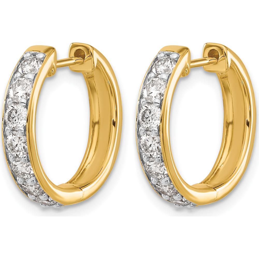 14K Yellow Gold Diamond Hinged Hoop Earrings - 0.07 Carat Total Diamond Weight by Monteluci Fine Jewelry