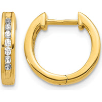 14K Yellow Gold Diamond Hinged Hoop Earrings - 0.0875 Carat Total Diamond Weight by Monteluci Fine Jewelry