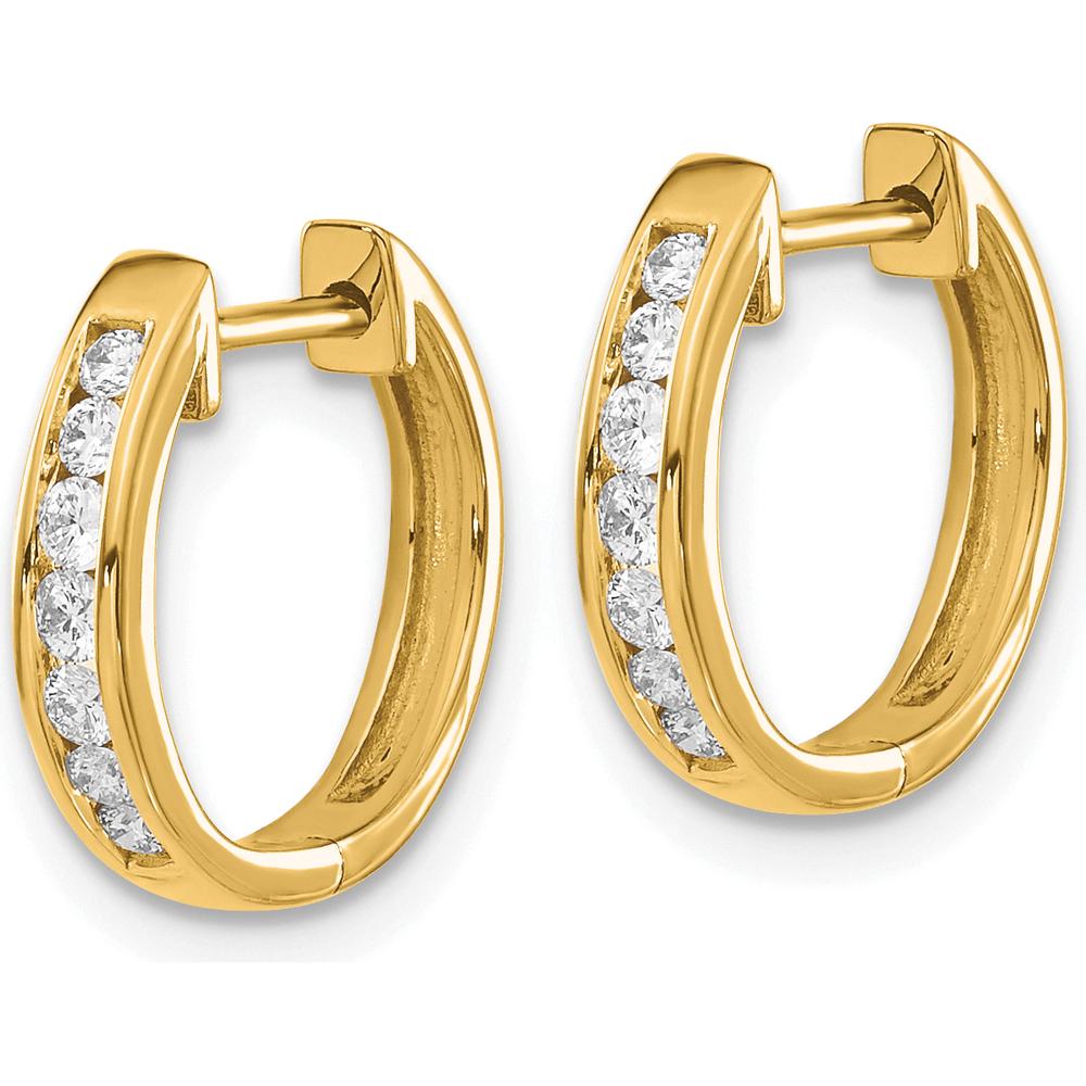 14K Yellow Gold Diamond Hinged Hoop Earrings - 0.0875 Carat Total Diamond Weight by Monteluci Fine Jewelry