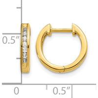 14K Yellow Gold Diamond Hinged Hoop Earrings - 0.0875 Carat Total Diamond Weight by Monteluci Fine Jewelry