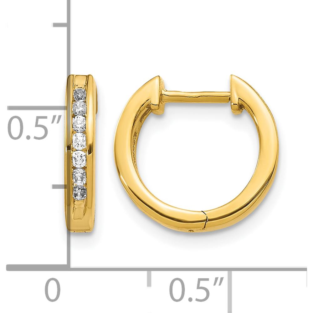 14K Yellow Gold Diamond Hinged Hoop Earrings - 0.0875 Carat Total Diamond Weight by Monteluci Fine Jewelry