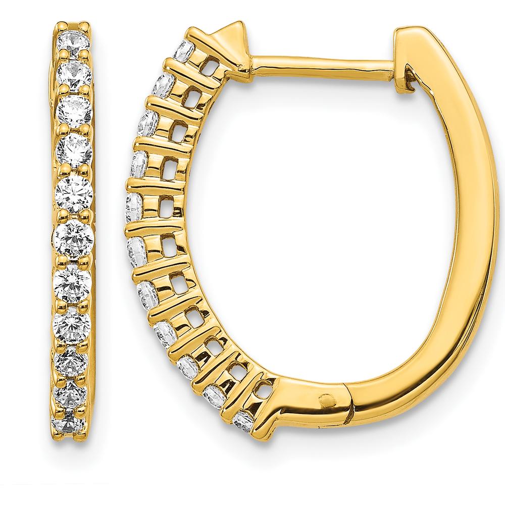 14K Yellow Gold Diamond Hinged Hoop Earrings - 0.12 Carat Total Diamond Weight by Monteluci Fine Jewelry