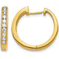 14K Yellow Gold Diamond Hinged Hoop Earrings - 0.13 Carat Total Diamond Weight by Monteluci Fine Jewelry
