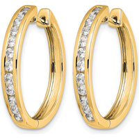 14K Yellow Gold Diamond Hinged Hoop Earrings - 0.13 Carat Total Diamond Weight by Monteluci Fine Jewelry