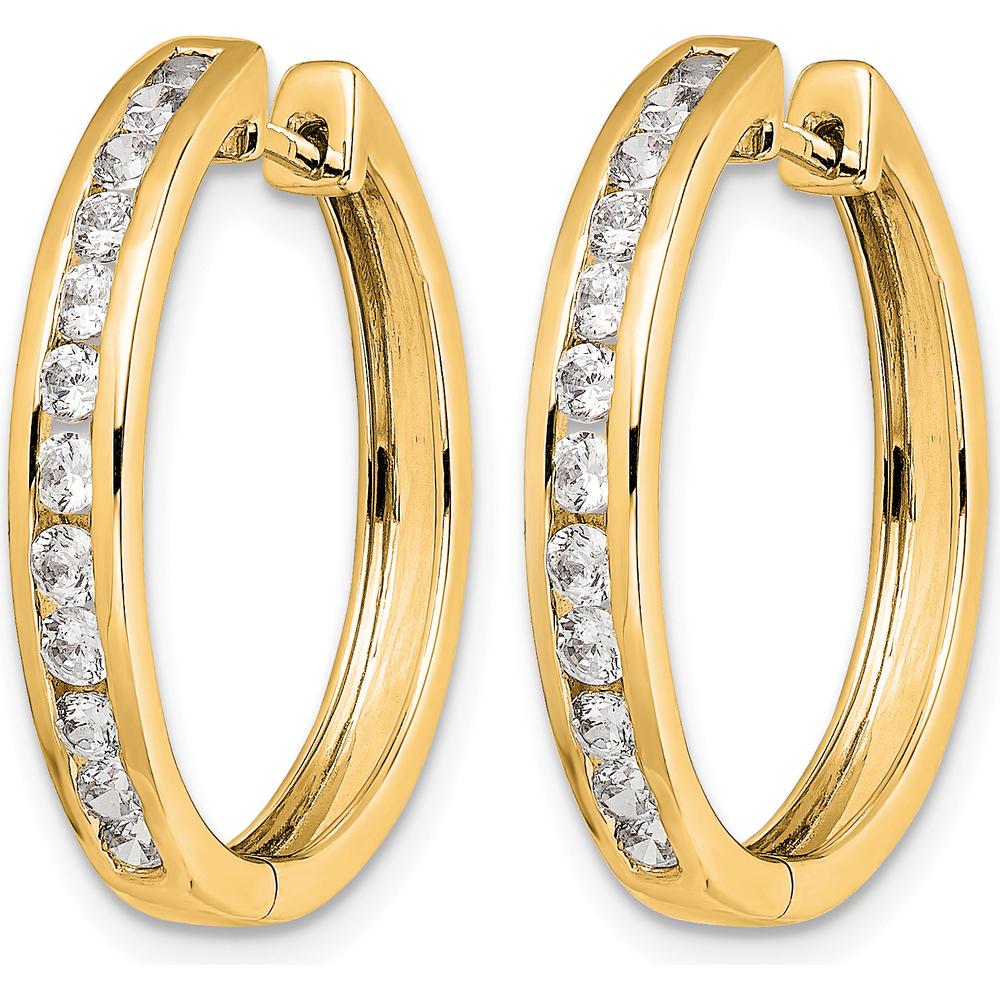 14K Yellow Gold Diamond Hinged Hoop Earrings - 0.13 Carat Total Diamond Weight by Monteluci Fine Jewelry