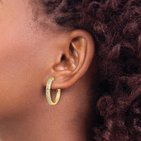 14K Yellow Gold Diamond Hinged Hoop Earrings - 0.13 Carat Total Diamond Weight by Monteluci Fine Jewelry