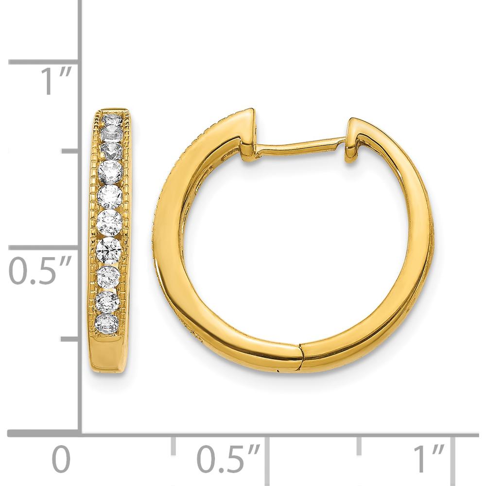14K Yellow Gold Diamond Hinged Hoop Earrings - 0.13 Carat Total Diamond Weight by Monteluci Fine Jewelry