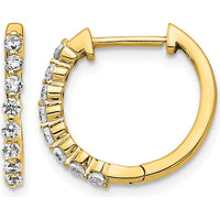 14K Yellow Gold Diamond Hinged Hoop Earrings - 0.14 Carat Total Diamond Weight by Oro Pregiato