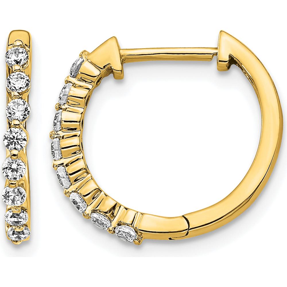 14K Yellow Gold Diamond Hinged Hoop Earrings - 0.14 Carat Total Diamond Weight by Oro Pregiato