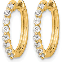 14K Yellow Gold Diamond Hinged Hoop Earrings - 0.14 Carat Total Diamond Weight by Oro Pregiato