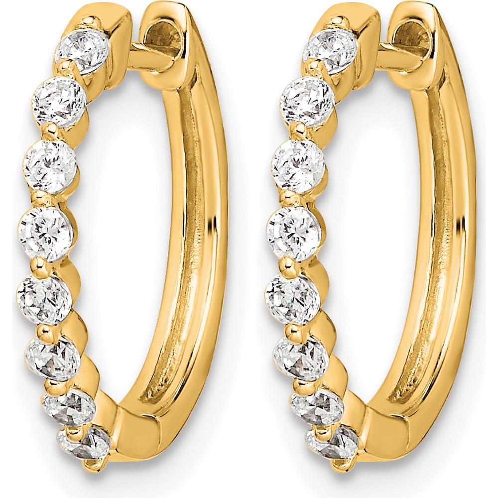14K Yellow Gold Diamond Hinged Hoop Earrings - 0.14 Carat Total Diamond Weight by Oro Pregiato