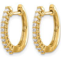 14K Yellow Gold Diamond Hinged Hoop Earrings - 0.24 Carat Total Diamond Weight by Monteluci Fine Jewelry