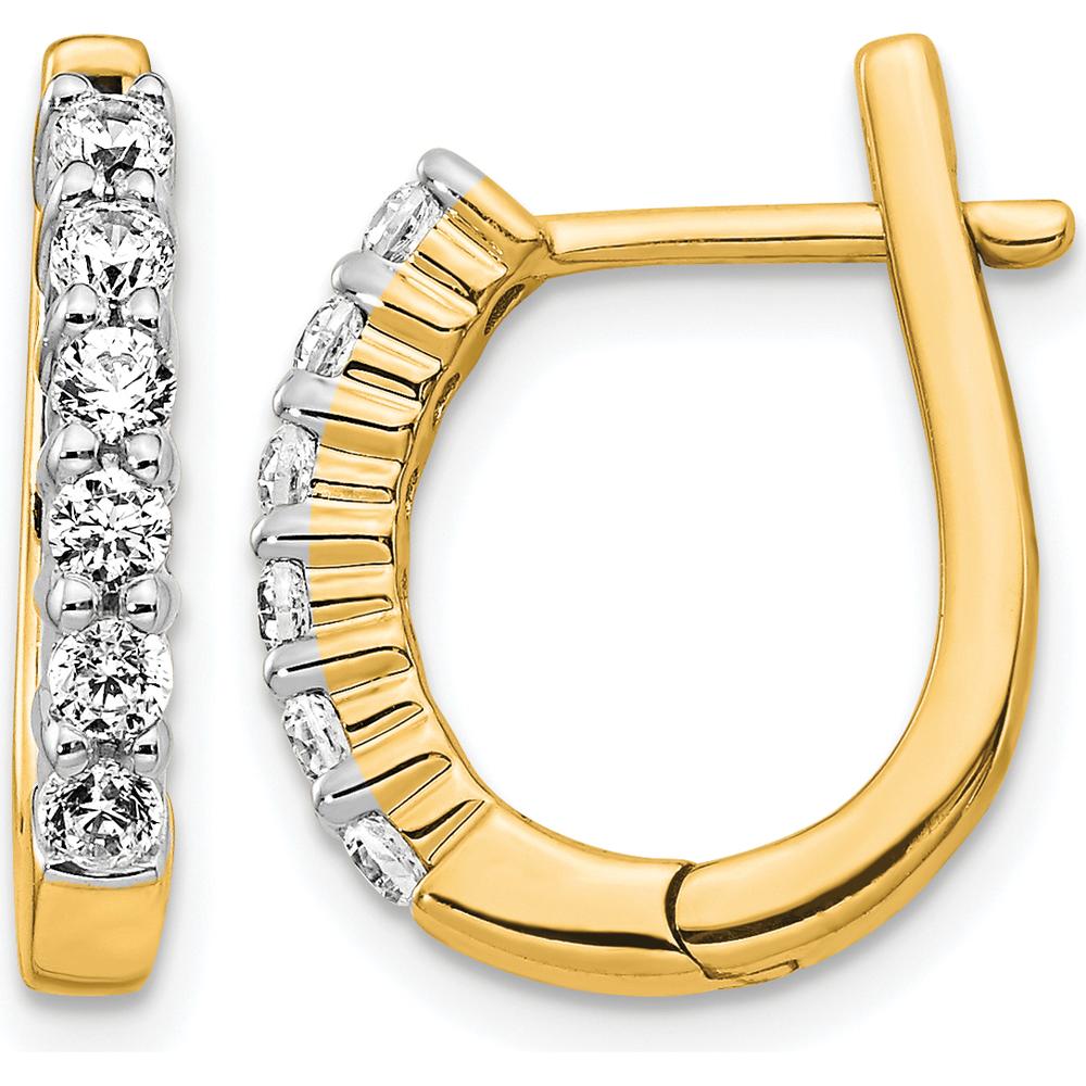 14K Yellow Gold Diamond Hinged Hoop Earrings - 0.48 Carat Total Diamond Weight by Monteluci Fine Jewelry