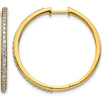 14K Yellow Gold Diamond Hinged Hoop Earrings with 0.01 Carat Round Diamonds by Monteluci Fine Jewelry