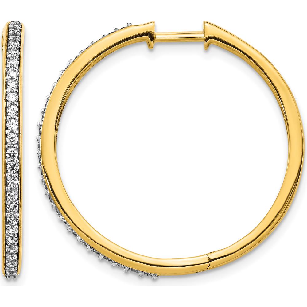 14K Yellow Gold Diamond Hinged Hoop Earrings with 0.01 Carat Round Diamonds by Monteluci Fine Jewelry