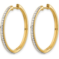 14K Yellow Gold Diamond Hinged Hoop Earrings with 0.01 Carat Round Diamonds by Monteluci Fine Jewelry