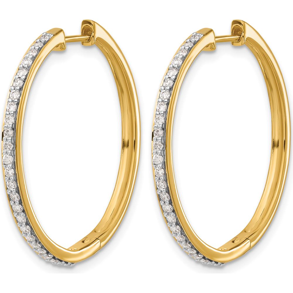 14K Yellow Gold Diamond Hinged Hoop Earrings with 0.01 Carat Round Diamonds by Monteluci Fine Jewelry