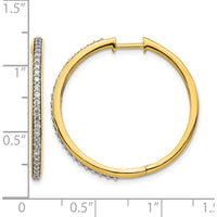 14K Yellow Gold Diamond Hinged Hoop Earrings with 0.01 Carat Round Diamonds by Monteluci Fine Jewelry