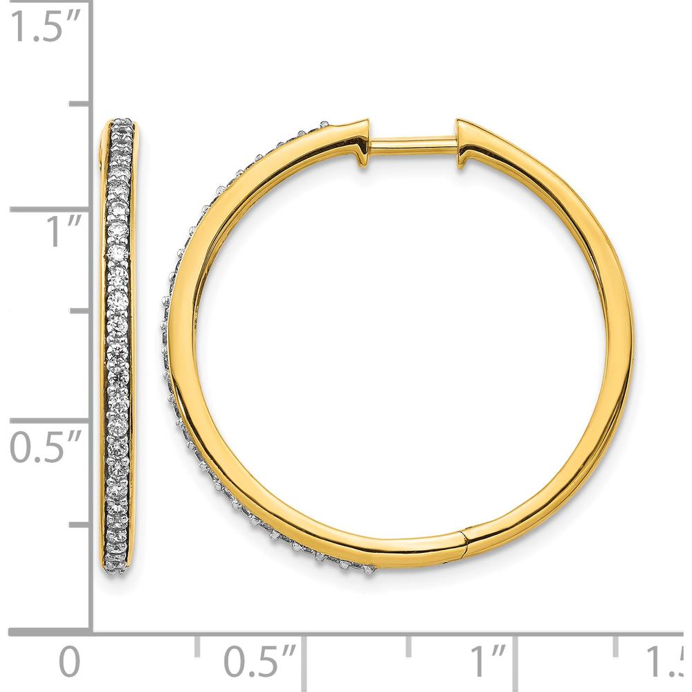 14K Yellow Gold Diamond Hinged Hoop Earrings with 0.01 Carat Round Diamonds by Monteluci Fine Jewelry