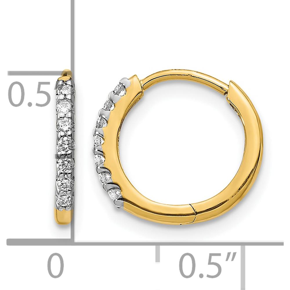 14K Yellow Gold Diamond Hinged Hoop Earrings with 14 Round Diamonds - 0.14 Carat Total Diamond Weight by Monteluci Fine Jewelry