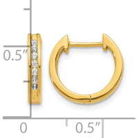14K Yellow Gold Diamond Hinged Hoop Earrings with 14 Round Diamonds - 0.189 Carat Total Diamond Weight by Monteluci Fine Jewelry