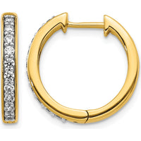 14K Yellow Gold Diamond Hinged Hoop Earrings with 20 Round Diamonds - 0.02 Carat Total Diamond Weight by Monteluci Fine Jewelry