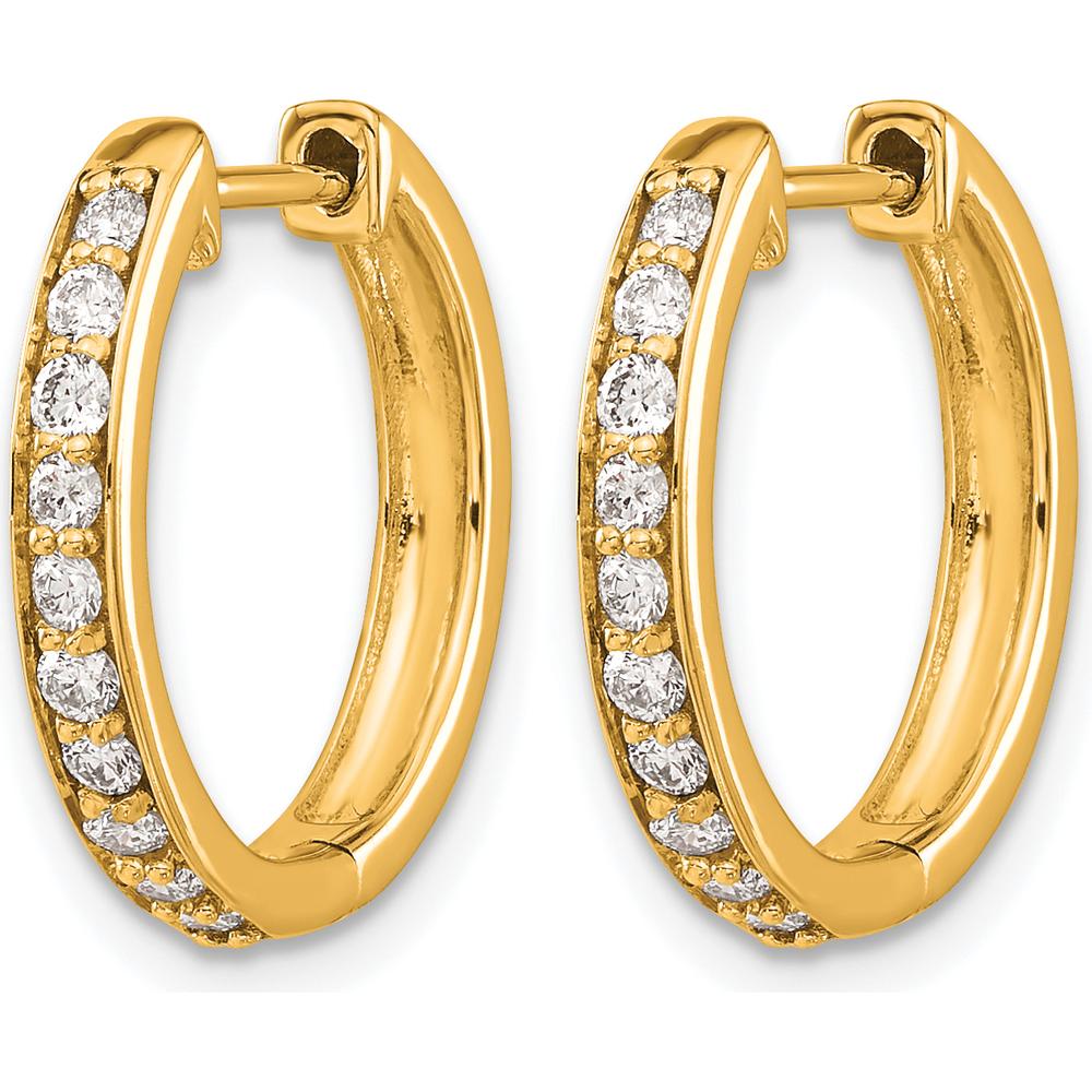 14K Yellow Gold Diamond Hinged Hoop Earrings with 20 Round Diamonds - 0.02 Carat Total Diamond Weight by Monteluci Fine Jewelry