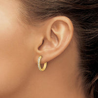 14K Yellow Gold Diamond Hinged Hoop Earrings with 20 Round Diamonds - 0.02 Carat Total Diamond Weight by Monteluci Fine Jewelry