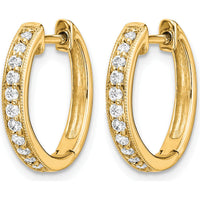14K Yellow Gold Diamond Hinged Hoop Earrings with 20 Round Diamonds - 0.12 Carat Total Diamond Weight by Oro Pregiato