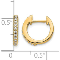 14K Yellow Gold Diamond Hinged Hoop Earrings with 20 Round Diamonds - 0.12 Carat Total Diamond Weight by Oro Pregiato