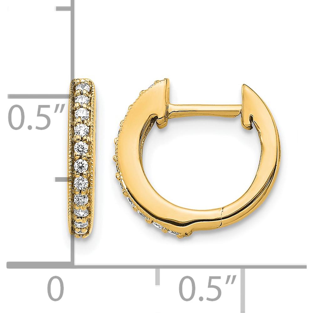 14K Yellow Gold Diamond Hinged Hoop Earrings with 20 Round Diamonds - 0.12 Carat Total Diamond Weight by Oro Pregiato