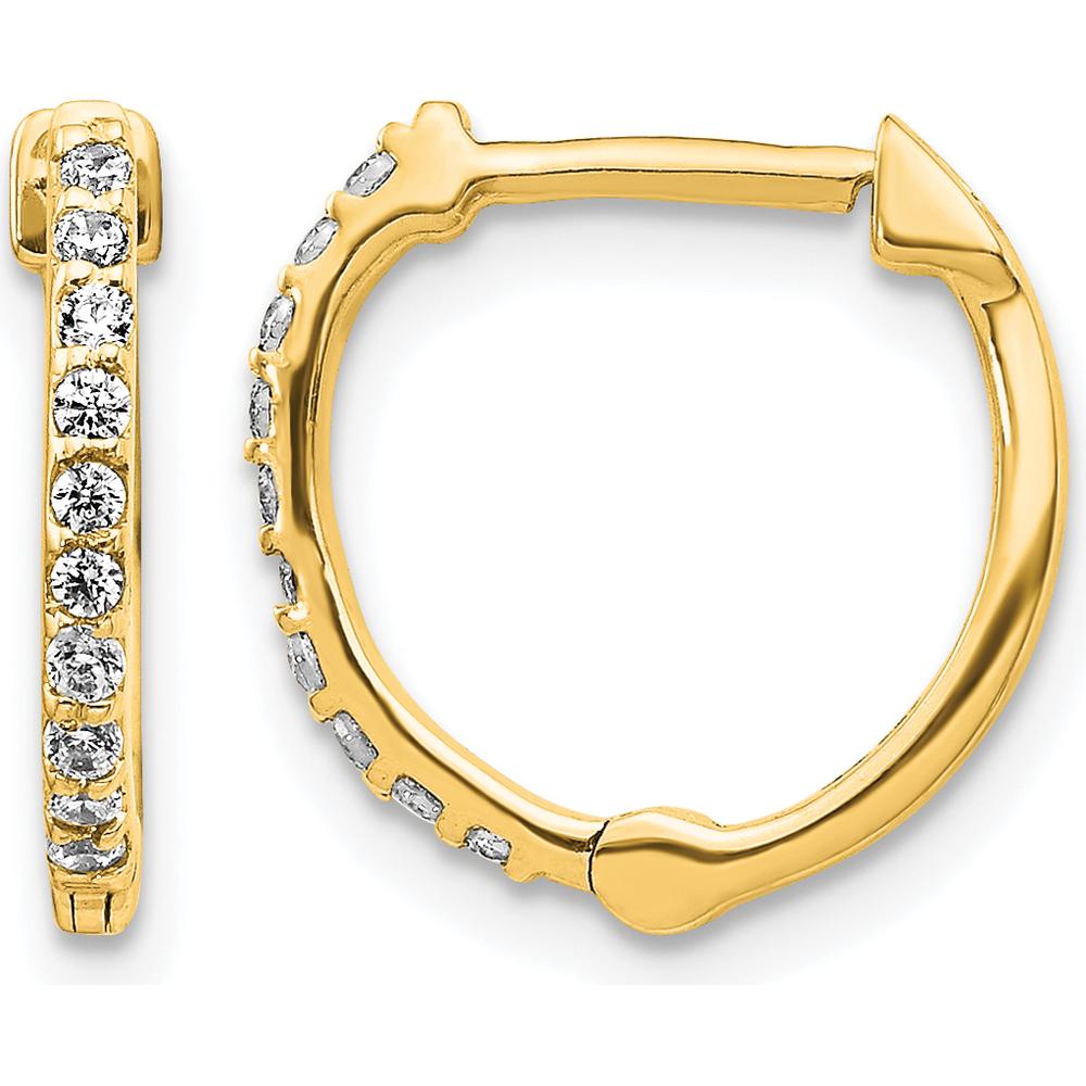 14K Yellow Gold Diamond Hinged Hoop Earrings with 20 Round Diamonds - 0.2 Carat Total Diamond Weight by Monteluci Fine Jewelry