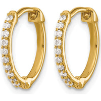 14K Yellow Gold Diamond Hinged Hoop Earrings with 20 Round Diamonds - 0.2 Carat Total Diamond Weight by Monteluci Fine Jewelry