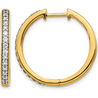 14K Yellow Gold Diamond Hinged Hoop Earrings with 30 Round Diamonds - 0.012 Carat Total Diamond Weight by Monteluci Fine Jewelry