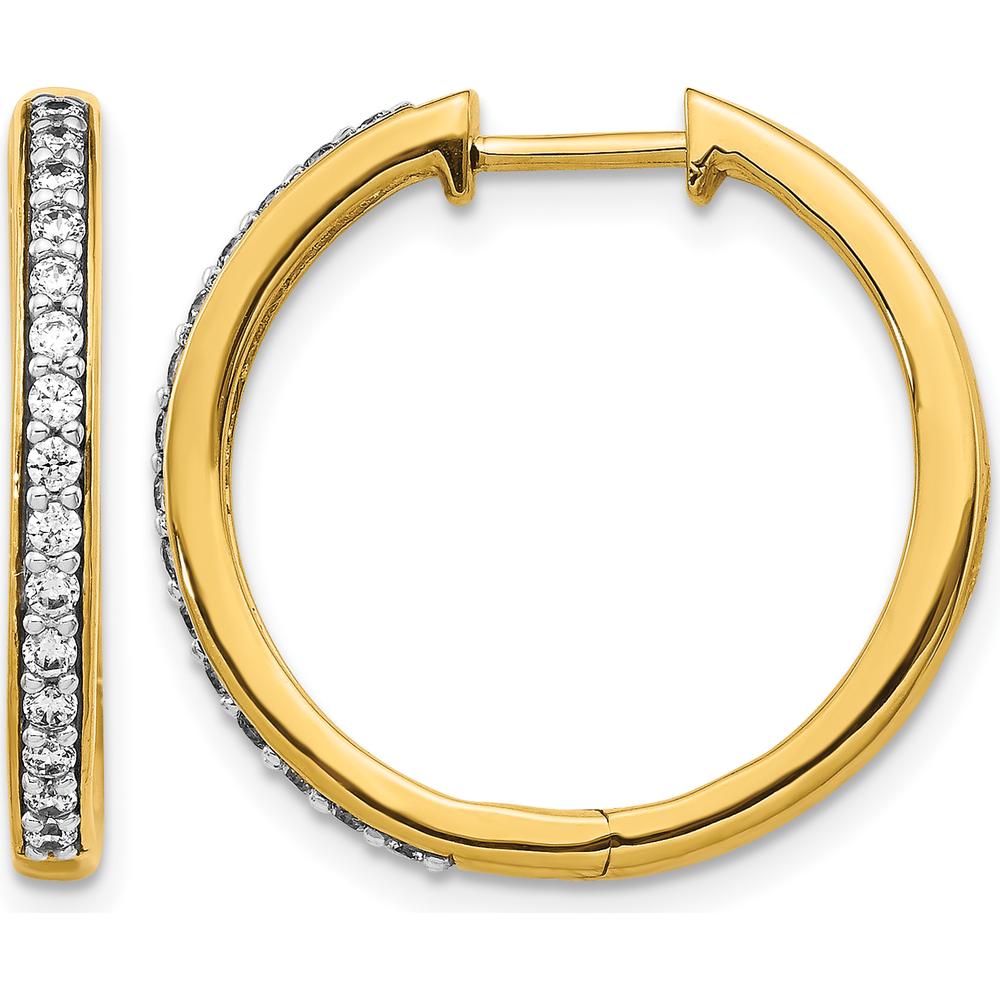 14K Yellow Gold Diamond Hinged Hoop Earrings with 30 Round Diamonds - 0.012 Carat Total Diamond Weight by Monteluci Fine Jewelry