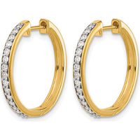 14K Yellow Gold Diamond Hinged Hoop Earrings with 30 Round Diamonds - 0.012 Carat Total Diamond Weight by Monteluci Fine Jewelry