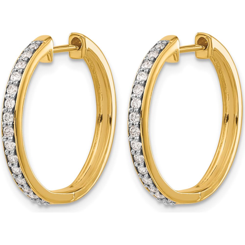 14K Yellow Gold Diamond Hinged Hoop Earrings with 30 Round Diamonds - 0.012 Carat Total Diamond Weight by Monteluci Fine Jewelry