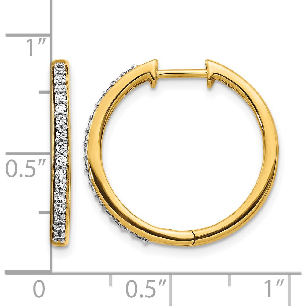 14K Yellow Gold Diamond Hinged Hoop Earrings with 32 Round Diamonds - 0.008 Carat Total Diamond Weight by Monteluci Fine Jewelry