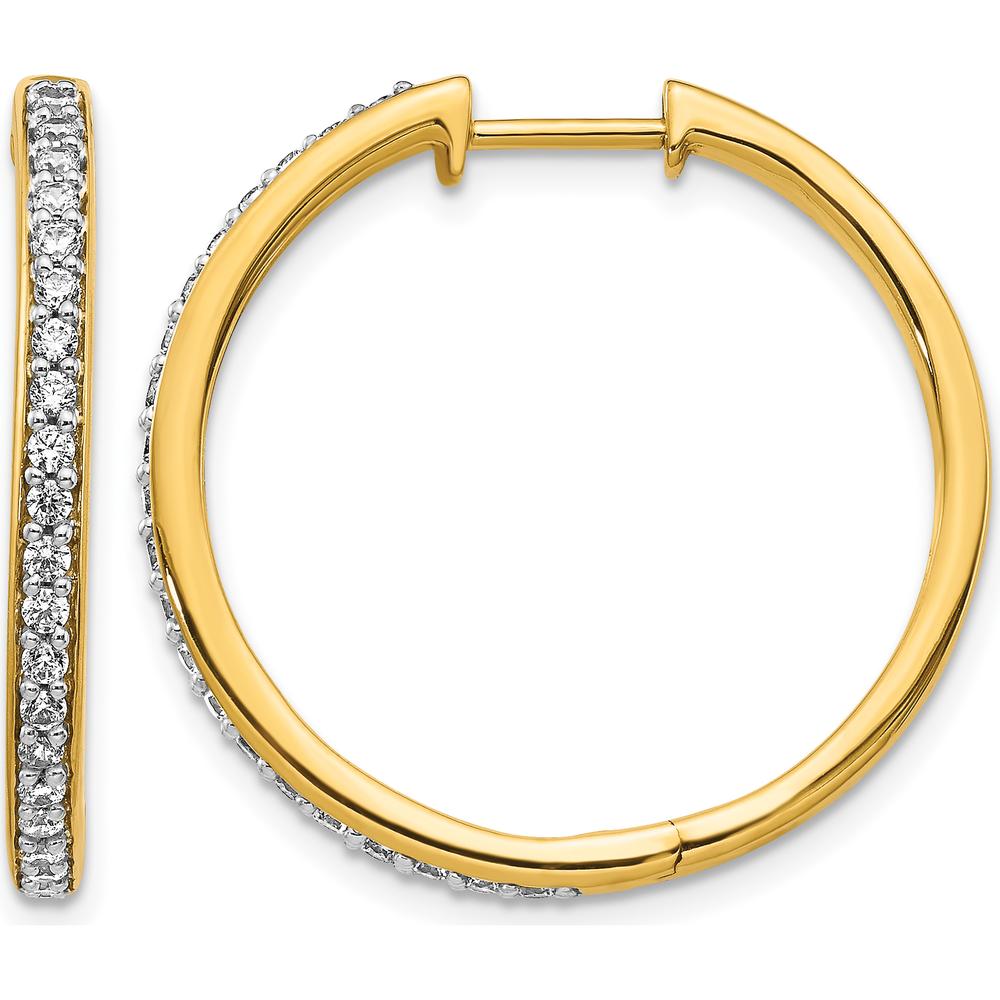 14K Yellow Gold Diamond Hinged Hoop Earrings with 42 Round Diamonds - 0.012 Carat Total Diamond Weight by Monteluci Fine Jewelry