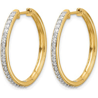 14K Yellow Gold Diamond Hinged Hoop Earrings with 42 Round Diamonds - 0.012 Carat Total Diamond Weight by Monteluci Fine Jewelry